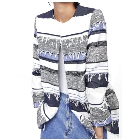 Zara striped textured jacket large - Picture 1 of 7